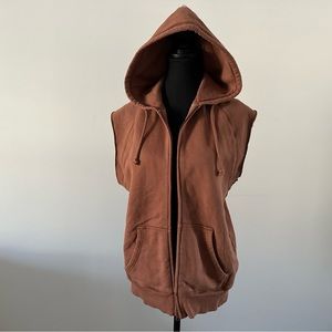 2XS Aritzia TNA COZY Fleece Boyfriend Sleeveless Zip Hoodie